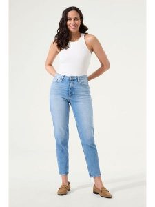 Garcia Dżinsy - Tapered fit - w kolorze błękitnym rozmiar: W31/L30. Niebieskie jeansy Garcia, z aplikacjami, ze skóry, z podwyższonym stanem. Za 239,95 zł.