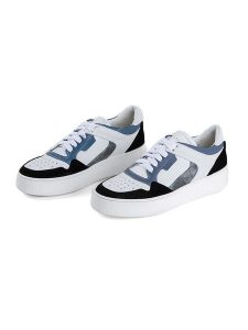 Anna Morellini Skórzane sneakersy "Luponita" w kolorze biało-niebiesko-czarnym rozmiar: 36. Białe trampki Anna Morellini, bez wzorów, bez zapięcia. Za 341,79 zł.