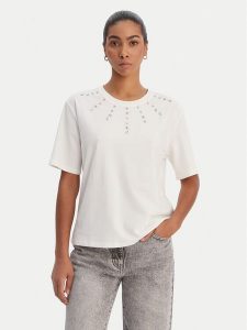Morgan T-Shirt 261-DOURRA Biały Straight Fit. Białe t-shirty Morgan, xl, bez wzorów, z bawełny, bez kołnierzyka, bez ramiączek. Za 189,99 zł.