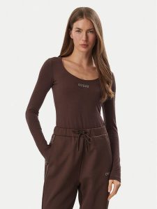 Guess Body V6BP12 K6916 Brązowy ciemny Slim Fit. Brązowe body i gorsety Guess, z aplikacjami, z bawełny. Za 214,99 zł.