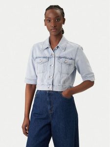 Tommy Jeans Kurtka jeansowa DW0DW22388 Błękitny Regular Fit. Niebieskie kurtki Tommy Jeans, xs, bez wzorów, z bawełny, bez kaptura. Za 529,99 zł.