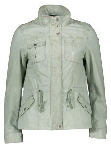 BLUE MONKEY Skórzana kurtka "Susanne" w kolorze jasnozielonym rozmiar: 38. Zielone kurtki BLUE MONKEY, bez wzorów, ze skóry, bez kaptura. Za 337,41 zł.