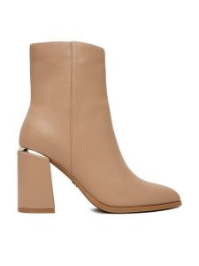 Nine West Botki CEO-JASMIN-01 Beżowy. Brązowe botki Nine West, bez wzorów, z materiału, bez obcasa, na słupku, bez zapięcia. Za 279,99 zł.