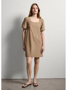 STEFANEL Sukienka w kolorze szarobrązowym rozmiar: XL. Brązowe sukienki Stefanel, xl, bez wzorów, bez kołnierzyka, bez ramiączek, mini. Za 208,99 zł.