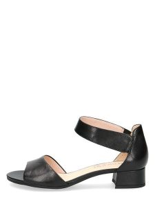 Caprice Skórzane sandały "Carla" w kolorze czarnym rozmiar: 39. Czarne sandały Caprice, bez wzorów, ze skóry, z otwartym noskiem, bez obcasa, na koturnie, bez zapięcia. Za 119,02 zł.