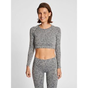 Damski bezszwowy crop top Hummel Mt Pi. Brązowe biustonosze Hummel, bez wzorów. Za 148,50 zł.