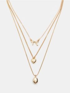 Naszyjnik z zawieszką 3 pack - złoty. Żółte naszyjniki Sinsay, złote. Za 15,99 zł.