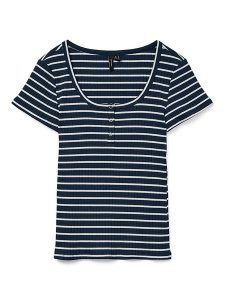 Vero Moda Koszulka "Sea" w kolorze granatowym rozmiar: XS. Niebieskie bluzki Vero Moda, xs, bez wzorów, bez kołnierzyka, bez ramiączek. Za 52,79 zł.