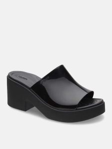 Crocs Klapki "Brooklyn Slide High" w kolorze czarnym rozmiar: 38/39. Czarne klapki Crocs, bez wzorów, z otwartym noskiem, bez obcasa. Za 237,45 zł.