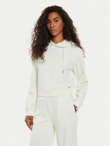Guess Bluza V4BQ02 KCHR2 Beżowy Regular Fit. Brązowe bluzy Guess, xxs, z aplikacjami, z syntetyku, bez kaptura. Za 179,99 zł.