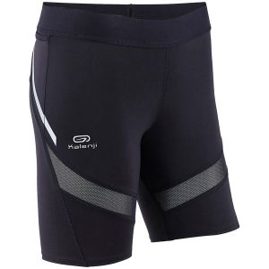Legginsy do biegania krótkie KIPRUN SUPPORT damskie. Czarne legginsy KIPRUN, bez wzorów, z materiału, krótkie. Za 69,99 zł.