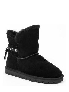 Gooce Skórzane botki zimowe "Zina" w kolorze czarnym rozmiar: 36. Czarne botki Gooce, na zimę, z aplikacjami, ze skóry, bez obcasa, bez zapięcia. Za 135,81 zł.