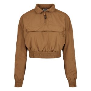 Kurtka damska Urban Classics cropped crinkle nylon. Brązowe kurtki Urban Classics, bez wzorów, z nylonu, bez kaptura. Za 214,00 zł.