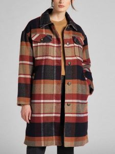 LEE WOOL COAT DAMSKIE PŁASZCZ W KRATĘ SKY CAPTAIN L57KSVHY 112113168. Płaszcze Lee, l, bez wzorów, bez kaptura. Za 279,99 zł.