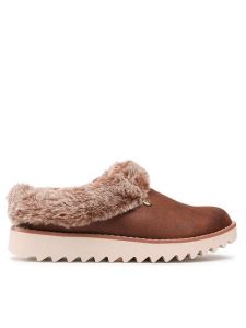 Skechers Kapcie BOBS Winter Rock 113423/BRN Brązowy. Brązowe kapcie Skechers, bez wzorów, z materiału. Za 239,99 zł.