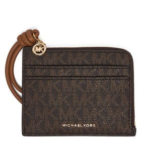 Bilonówka MICHAEL Michael Kors. Brązowe portfele MICHAEL Michael Kors, bez wzorów. Za 339,99 zł.