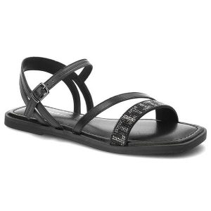 Czarne Sandały Tamaris Eleganckie Płaskie Buty. Czarne sandały Tamaris, bez wzorów, bez obcasa, na płaskiej podeszwie, bez zapięcia. Za 219,00 zł.