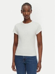 Tommy Hilfiger T-Shirt WW0WW48702 Biały Slim Fit. Białe t-shirty TOMMY HILFIGER, m, bez wzorów, z bawełny, bez kołnierzyka, bez ramiączek. Za 249,99 zł.