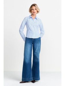 Rich&Royal Bluzka w kolorze błękitno-białym rozmiar: 34. Białe bluzki Rich&Royal, bez wzorów, z bawełny, bez kołnierzyka, bez ramiączek. Za 157,35 zł.