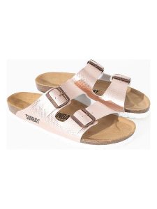 Sunbay Klapki "Trefle" w kolorze różowozłotym rozmiar: 36. Różowe klapki Sunbay, bez wzorów, z otwartym noskiem, bez obcasa. Za 117,73 zł.