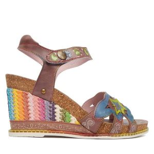 Sandały Laura Vita. Niebieskie sandały LAURA VITA, bez wzorów, bez obcasa, na koturnie, bez zapięcia. Za 429,99 zł.