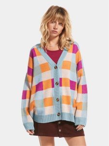 Roxy Kardigan Small Slow Chec Swtr ERJSW03578 Niebieski Regular Fit. Niebieskie kardigany Roxy, z syntetyku. Za 219,99 zł.