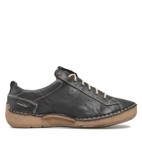 Półbuty Josef Seibel. Czarne półbuty Josef Seibel, bez wzorów, bez obcasa, na płaskiej podeszwie, bez zapięcia. Za 279,99 zł.