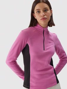 4F Bluza polarowa w kolorze różowo-czarnym rozmiar: XS. Czarne bluzy 4f, xs, bez wzorów, z materiału, bez kaptura. Za 52,67 zł.
