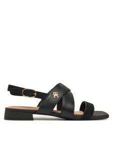 Tommy Hilfiger Sandały FW0FW08507 Czarny. Czarne sandały TOMMY HILFIGER, bez wzorów, ze skóry, bez obcasa, na płaskiej podeszwie, bez zapięcia. Za 279,99 zł.