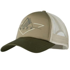 Czapka z daszkiem dla dorosłych Trucker Cap. Zielone czapki Buff, bez wzorów, z materiału, sportowe. Za 119,99 zł.