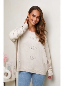 Soft Cashmere Sweter w kolorze kremowym rozmiar: 38/40. Brązowe swetry oversize Soft Cashmere, bez wzorów, bez ramiączek. Za 152,99 zł.