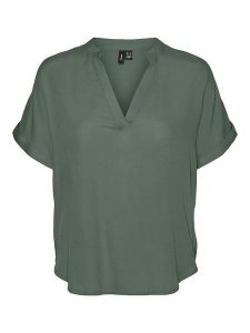 Vero Moda Koszulka "Beauty" w kolorze ciemnozielonym rozmiar: M. Zielone bluzki Vero Moda, m, bez wzorów, z wiskozy, klasyczne, bez kołnierzyka, bez ramiączek. Za 96,60 zł.
