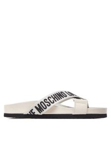 LOVE MOSCHINO Klapki JA28263G0IIX110A Écru. Klapki LOVE MOSCHINO, bez wzorów, ze skóry, bez obcasa. Za 389,99 zł.