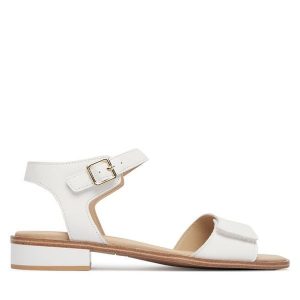 Sandały Caprice. Białe sandały Caprice, bez wzorów, bez obcasa, na słupku, bez zapięcia. Za 339,99 zł.
