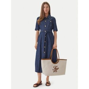 Torebka Tommy Hilfiger. Brązowe shopper bag TOMMY HILFIGER, bez wzorów, bez dodatków. Za 764,99 zł.