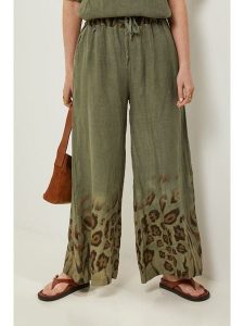 Rodier Lin Lniane spodnie w kolorze khaki rozmiar: XL/XXL. Brązowe spodnie z wysokim stanem Rodier Lin, bez wzorów, ze lnu, z podwyższonym stanem. Za 140,53 zł.