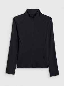 4F Bluza treningowa slim bez kaptura damska - czarna S. Czarne bluzy 4f, s, bez wzorów, bez kaptura. Za 179,99 zł.