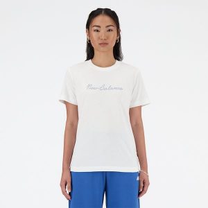 Koszulka damska New Balance WT41909WT – biała. Białe bluzki New Balance, m, bez wzorów, z materiału, eleganckie, bez kołnierzyka, bez ramiączek. Za 49,99 zł.