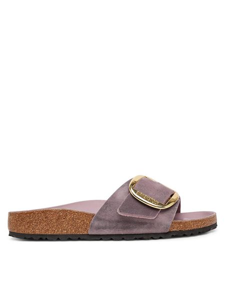 Birkenstock Klapki Madrid Big Buckle Hex 1029300 Różowy. Czerwone klapki Birkenstock, bez wzorów, ze skóry, bez obcasa. Za 479,99 zł.