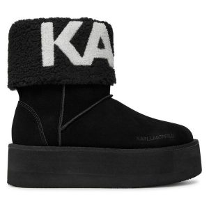Botki KARL LAGERFELD. Czarne botki KARL LAGERFELD, bez wzorów, bez obcasa, na płaskiej podeszwie, bez zapięcia. Za 579,99 zł.