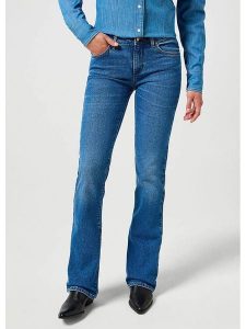 Wrangler Dżinsy - Comfort fit - w kolorze niebieskim rozmiar: W28/L32. Niebieskie jeansy Wrangler, z aplikacjami, ze skóry. Za 189,29 zł.