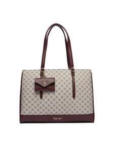 Nine West Torebka C-TANANA-KY253 Bordowy. Czerwone shopper bag Nine West, bez wzorów, z materiału, bez dodatków. Za 289,99 zł.