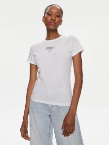 Tommy Jeans T-Shirt Essential DW0DW17839 Biały Slim Fit. Białe t-shirty Tommy Jeans, xl, bez wzorów, z jeansu, bez kołnierzyka, bez ramiączek. Za 149,99 zł.