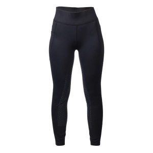 Damskie legginsy jeździeckie z pełną przyczepnością HKM Mesh II. Czarne legginsy HKM, bez wzorów, z materiału. Za 302,50 zł.