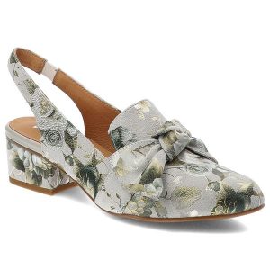 Szare Sandały Maciejka Eleganckie Obuwie Damskie W Kwiaty. Szare sandały Maciejka, bez wzorów, z materiału, bez obcasa, na obcasie, bez zapięcia. Za 429,00 zł.