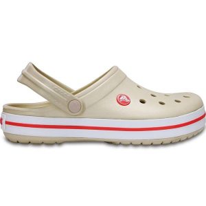 Klapki sportowe na basen Crocs CROCBAND. Białe klapki Crocs, bez wzorów, bez obcasa. W wyprzedaży za 202,99 zł.
