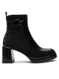 Hispanitas Botki Velour Str-I24 HI243664 Czarny. Czarne botki Hispanitas, bez wzorów, ze skóry, bez obcasa, na słupku, bez zapięcia. Za 599,99 zł.