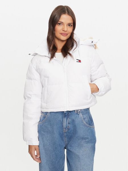 Tommy Jeans Kurtka puchowa Alaska DW0DW19687 Biały Regular Fit. Białe kurtki Tommy Jeans, xl, bez wzorów, z jeansu, bez kaptura. Za 549,99 zł.