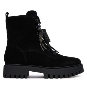 Trapery Guess. Czarne buty zimowe Guess, bez obcasa, bez zapięcia. Za 674,99 zł.