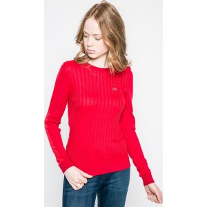 Lacoste - Sweter. Szare swetry klasyczne marki Lacoste, z dzianiny, z okrągłym kołnierzem. W wyprzedaży za 339,90 zł.
